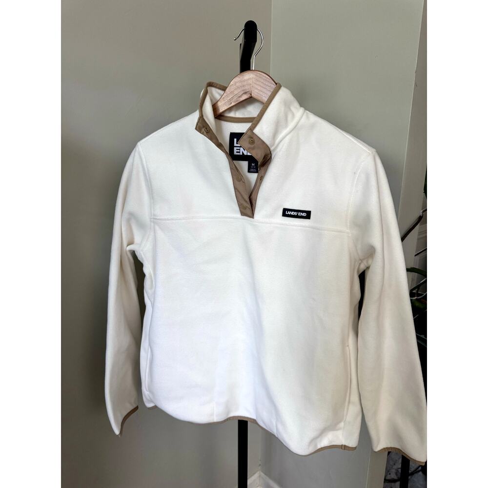 Lands' End White and Tan Sweatshirt